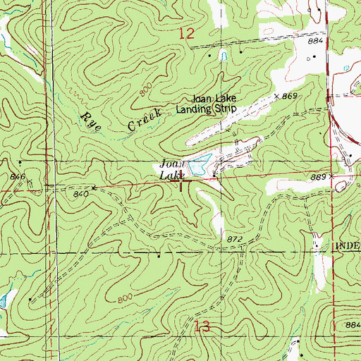 Topographic Map of Joan Lake Airport (historical), MO