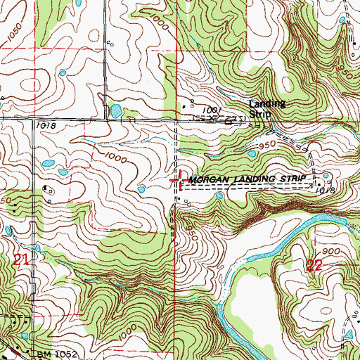 Topographic Map of Morgan Airport (historical), MO