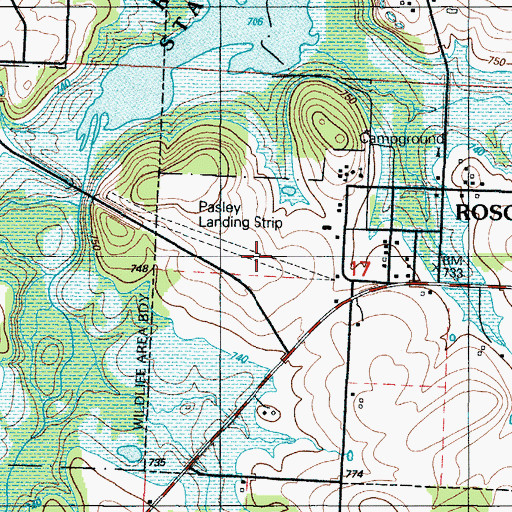 Topographic Map of Pasley Airport, MO