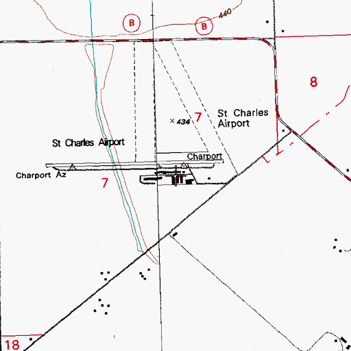 Topographic Map of St Charles Airport (historical), MO