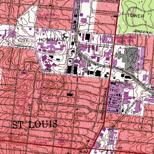 Topographic Map of Stouffers Heliport (historical), MO