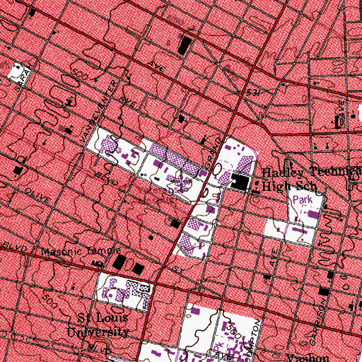 Topographic Map of Veterans Administration Medical Center Heliport, MO