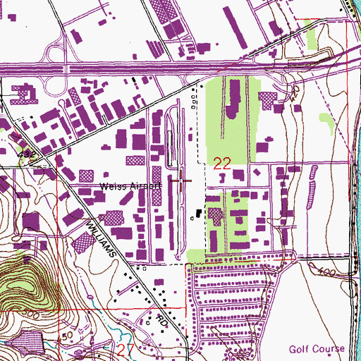 Topographic Map of Weiss Airport (historical), MO