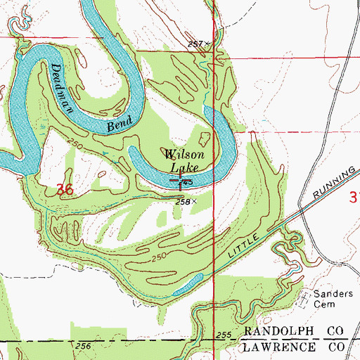 Topographic Map of Wilson Lake, AR