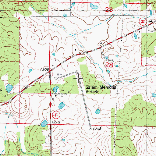 Topographic Map of Salem Memorial Airport, MO