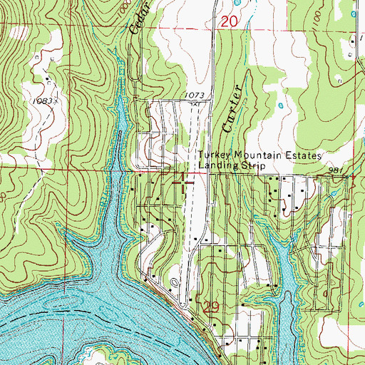 Topographic Map of Turkey Mountain Estates Airport, MO