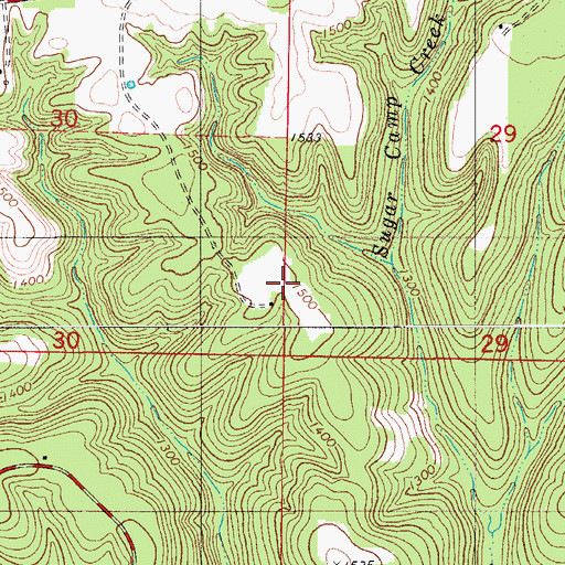 Topographic Map of Ozarks Flying Patch Airport (historical), MO