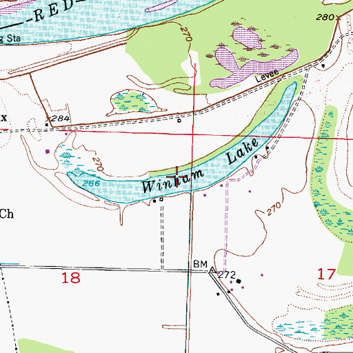 Topographic Map of Winham Lake, AR