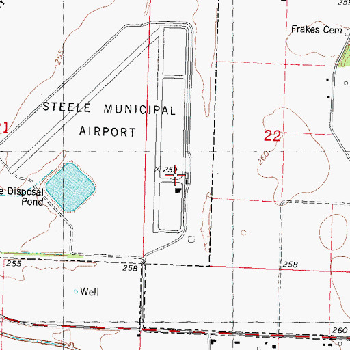 Topographic Map of Steele Municipal Airport, MO