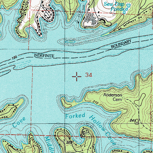 Topographic Map of Mud Harbor Seaplane Base, MO