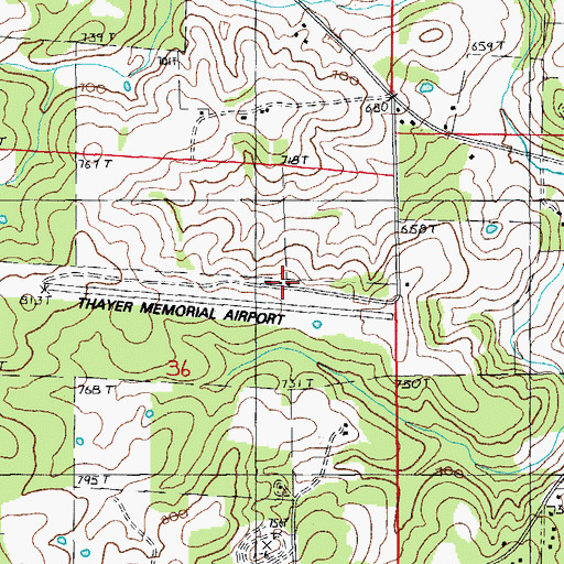 Topographic Map of Thayer Memorial Airport, MO