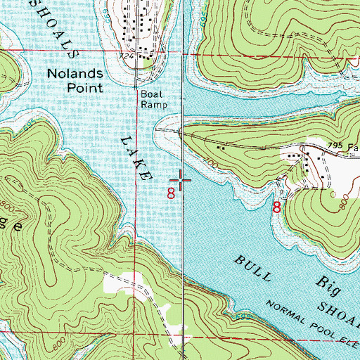 Topographic Map of Nolands Point Seaplane Base, MO