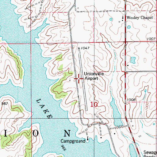 Topographic Map of Municipal Airport (historical), MO