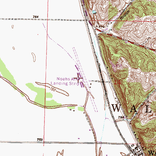 Topographic Map of Noah's Ark Airport, MO
