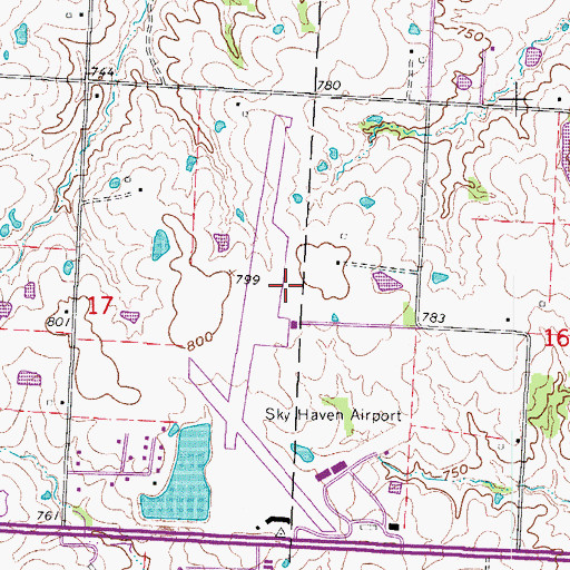 Topographic Map of Skyhaven Airport, MO