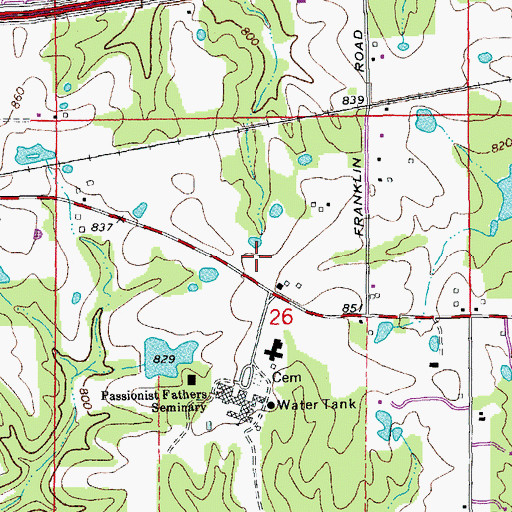 Topographic Map of C E F Airport, MO