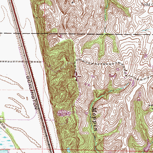 Topographic Map of Vandahl Airport, MO
