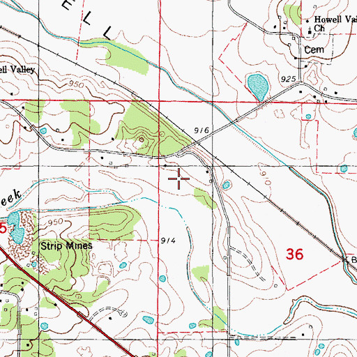 Topographic Map of Howell Valley Airport, MO