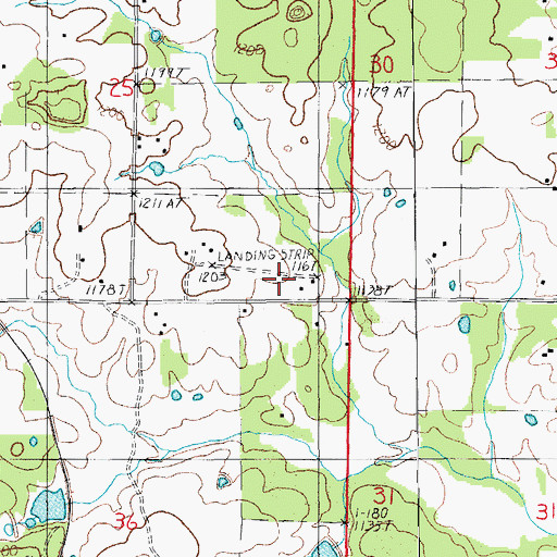 Topographic Map of Ray's Roost Airport, MO