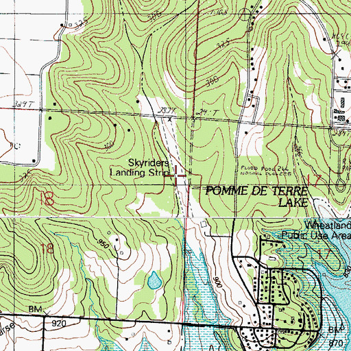 Topographic Map of Skyriders Airport, MO