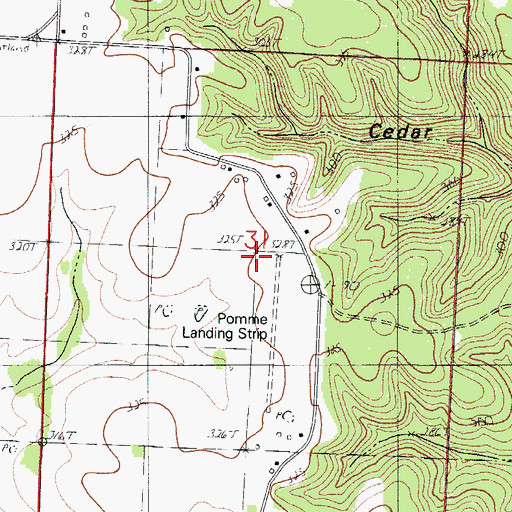 Topographic Map of Pomme Aero Airport (historical), MO