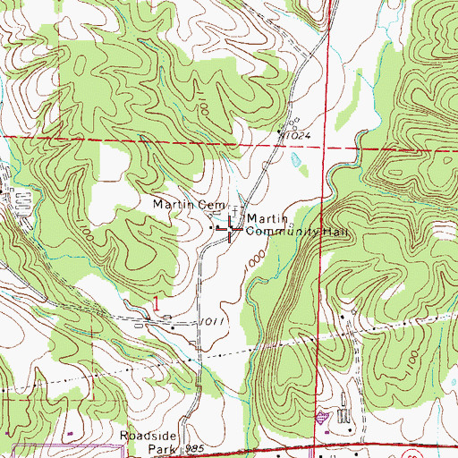 Topographic Map of Martin, AR