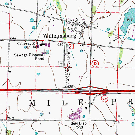 Topographic Map of Eckerts Airstrip (historical), MO