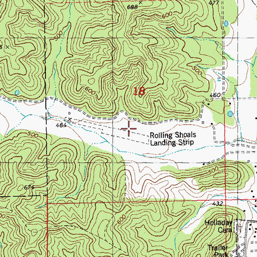 Topographic Map of Rolling Shoals Farm Airport, MO