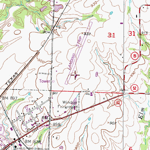 Topographic Map of Windsoar Airport, MO