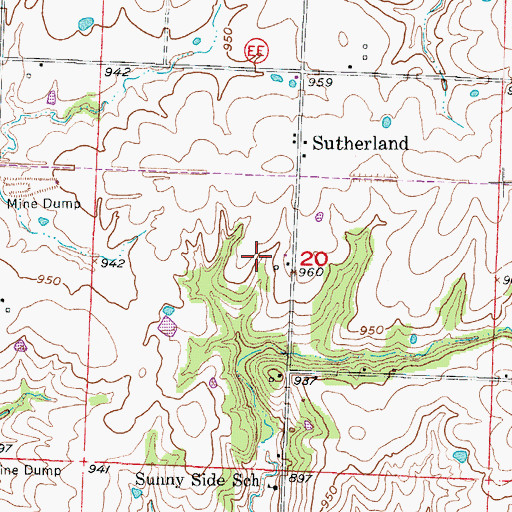 Topographic Map of Ferguson Farms Airport, MO