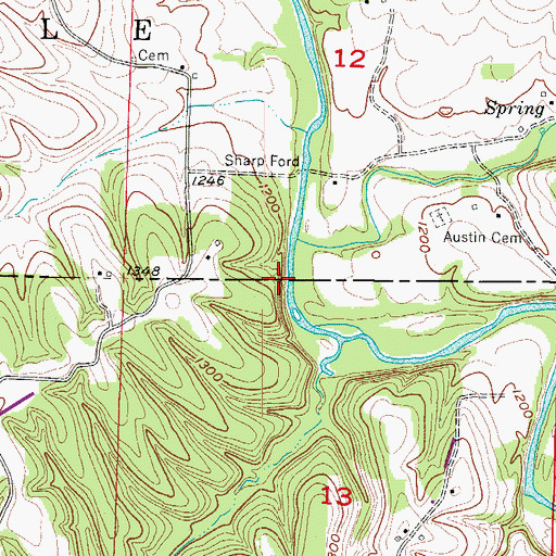 Topographic Map of Martin Bluff, AR