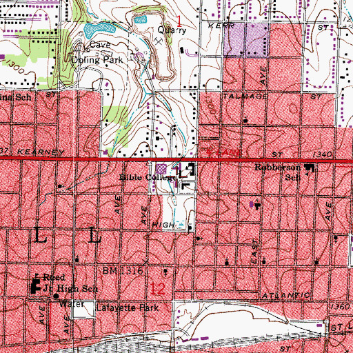 Topographic Map of KWFC-FM (Springfield), MO