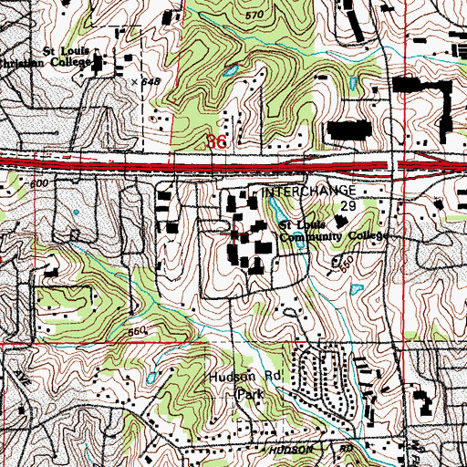 Topographic Map of KCFV-FM (Ferguson), MO