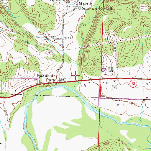 Topographic Map of Martin Valley, AR