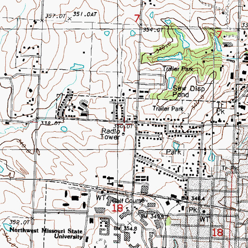 Topographic Map of KXCV-FM (Maryville), MO