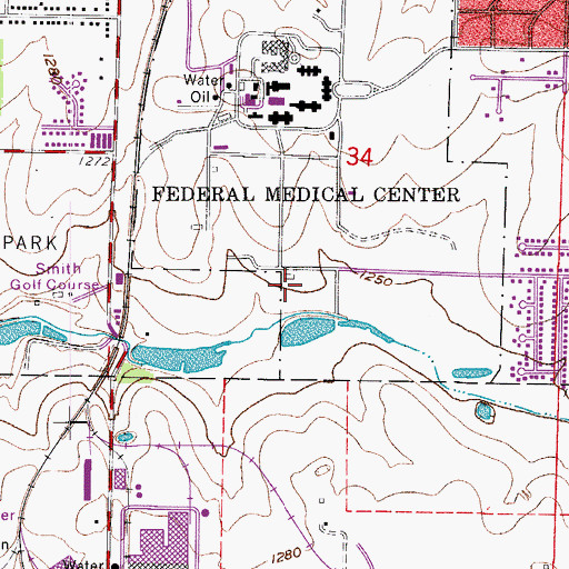Topographic Map of KSMU-FM (Springfield), MO