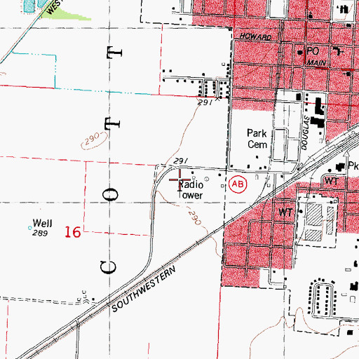 Topographic Map of KMAL-FM (Malden), MO