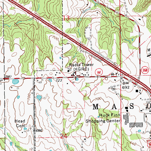 Topographic Map of KGRC-FM (Hannibal), MO