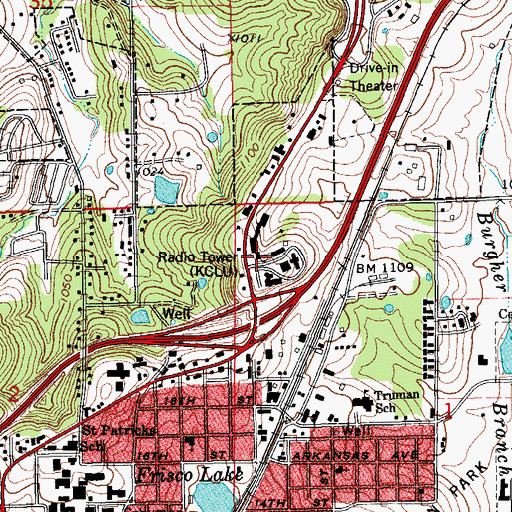 Topographic Map of KCLU-FM (Rolla), MO