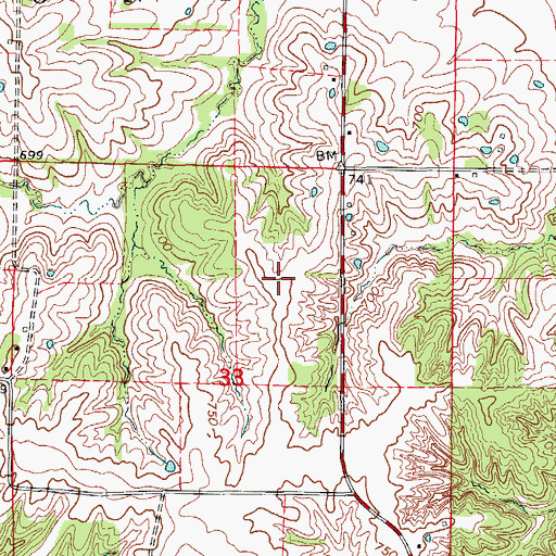 Topographic Map of KRXL-FM (Kirksville), MO