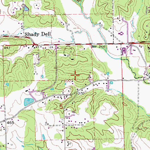 Topographic Map of KWOC-FM (Poplar Bluff), MO