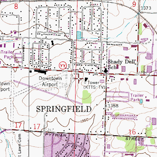 Topographic Map of KTTS-FM (Springfield), MO