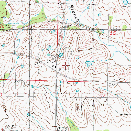 Topographic Map of KAAN-FM (Bethany), MO