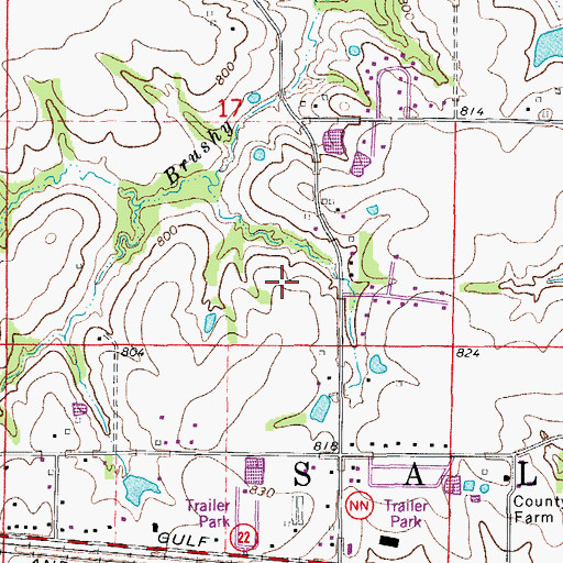 Topographic Map of KWWR-FM (Mexico), MO