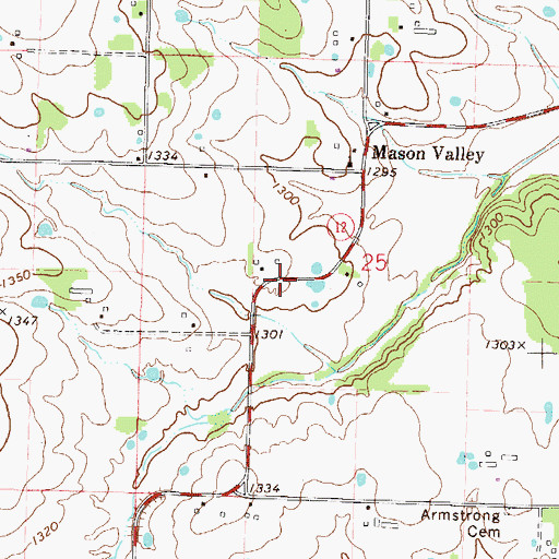 Topographic Map of Mason Valley School (historical), AR