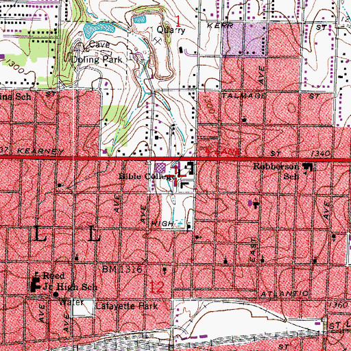 Topographic Map of KXUS-FM (Springfield), MO