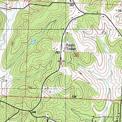 Topographic Map of KAYQ-FM (Warsaw), MO