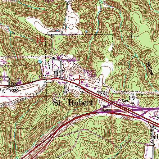 Topographic Map of KFBD-FM (Waynesville), MO