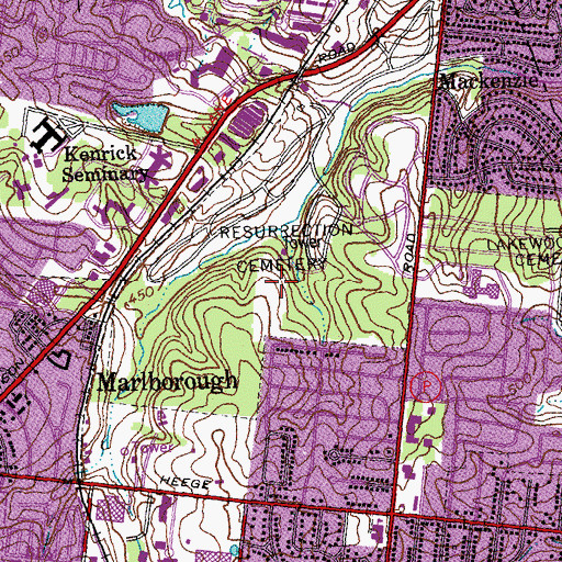 Topographic Map of KYKY-FM (St Louis), MO