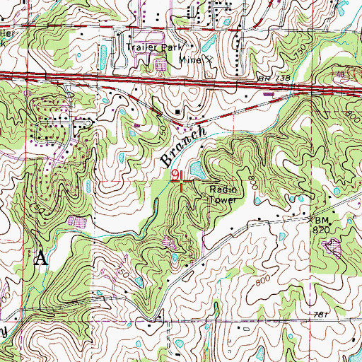 Topographic Map of KFMZ-FM (Columbia), MO